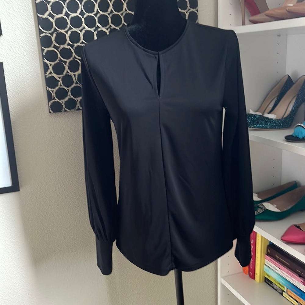 Ann Taylor black long sleeve blouse
